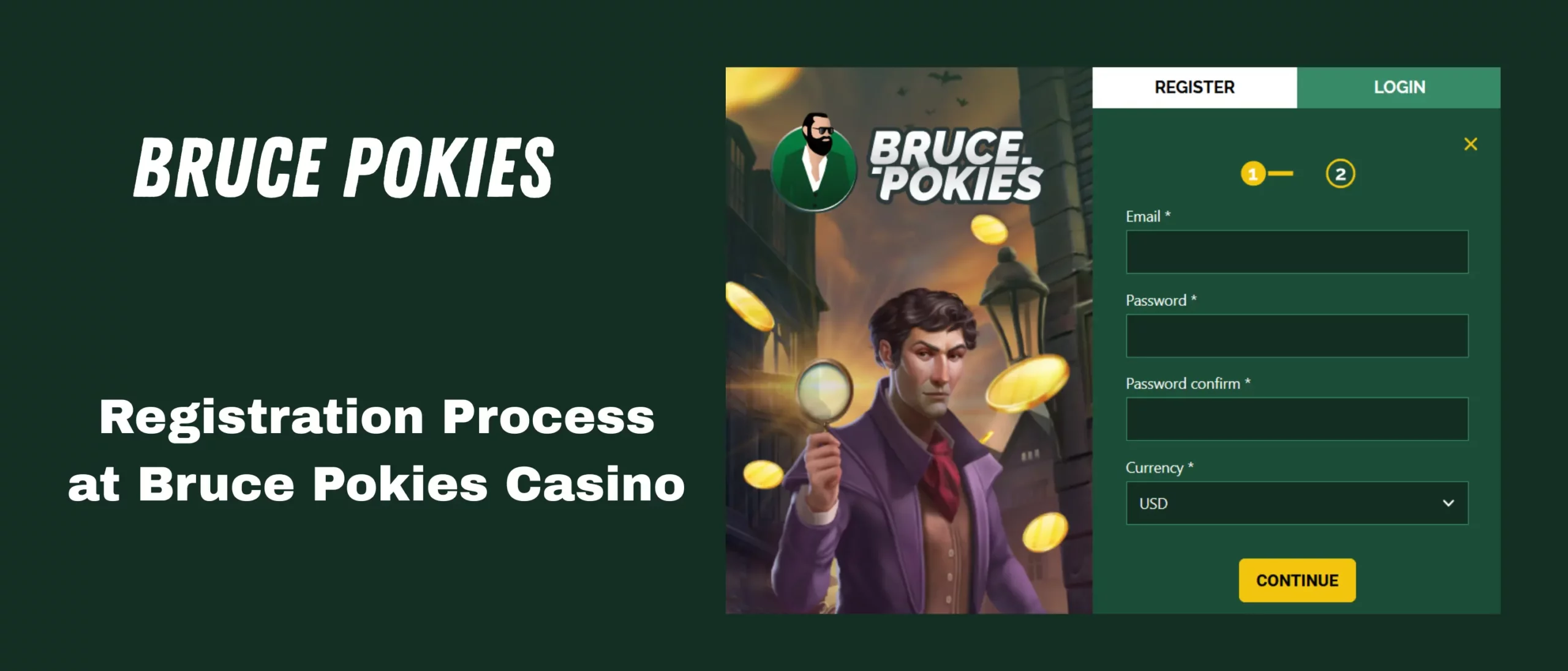 Register at Bruce Pokies casino.